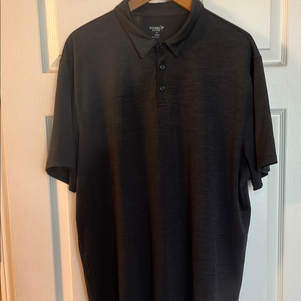 Old Navy Black Polo Shirt Classic Cotton Blend